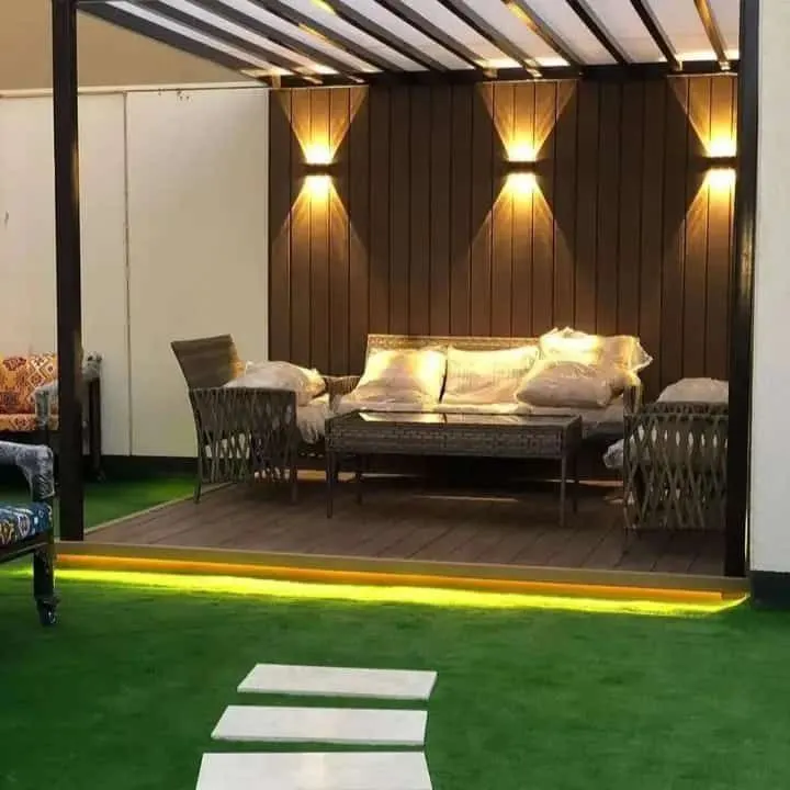 برجولة حديد مودرن بتصميم مميز في فيلا شمال الرياض